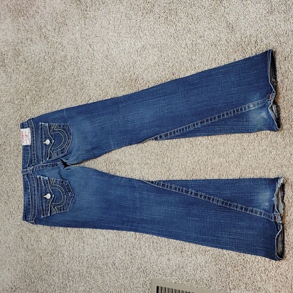 True Religion Blue Flare Wide Leg Jeans Classic Style - Picture 7 of 7
